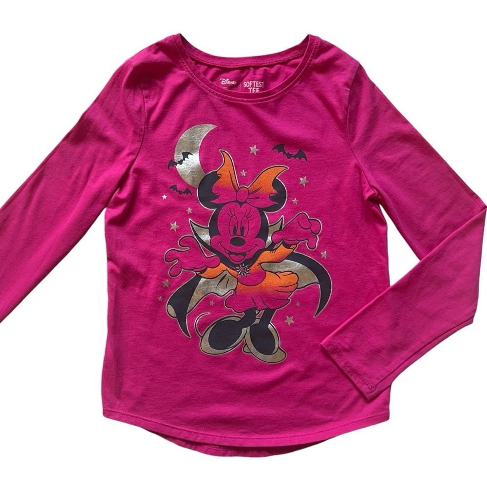 Disney Minnie Mouse Vampire Halloween Pink Long Sleeve Tee